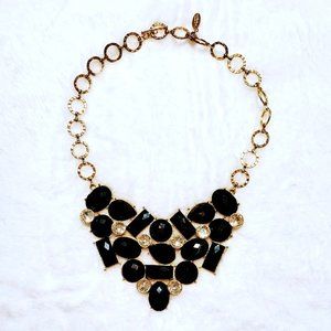 Amrita Singh Statement Black and Clear Rhinestone Choker Necklace on Gold